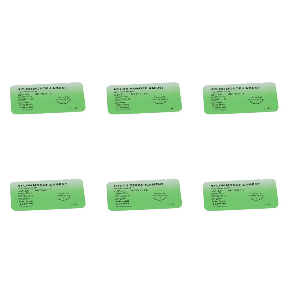 4/0 Medical Thread Suture Nylon Silk Veterinary Practice Suture Kit Non-injured for Medical Students Education