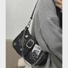 Star Denim Crescent Canvas Handbag - Trendy Niche Design with Chain Strap