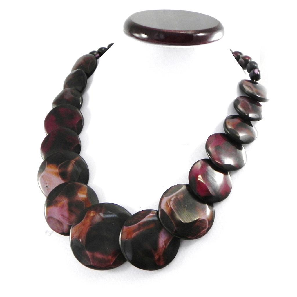 Les Trésors De Lily [H7531] - Collier Créateur 'Kilimanjaro' marron rouge - 50 cm- 35 mm