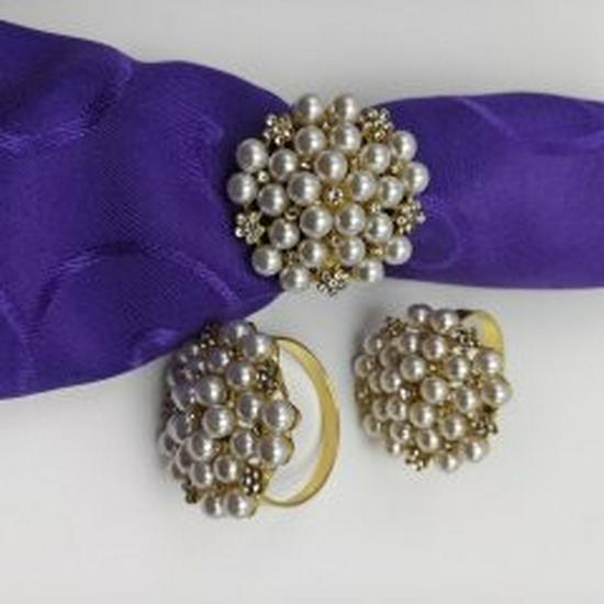 

Блестящие кольца для салфеток отеля со стразами и жемчугом Gold, Length 4.5cm, Height 5cm, Weight 24g