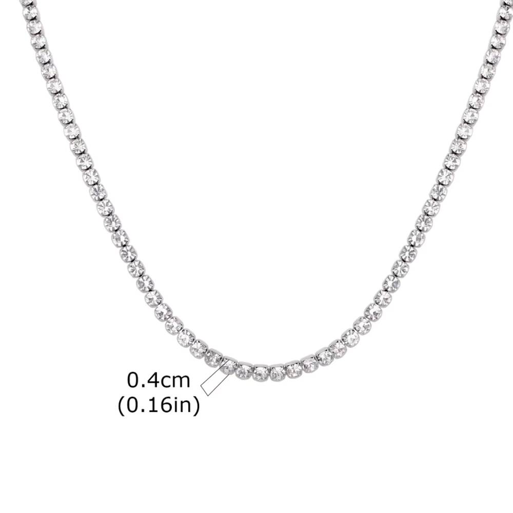 

Vnox Gold Sliver Color Zircon Tennis Chain Necklace Stainless Steel Shiny Link Chain 40-75cm Fashion Jewelry Gifts for Women Men 40cm