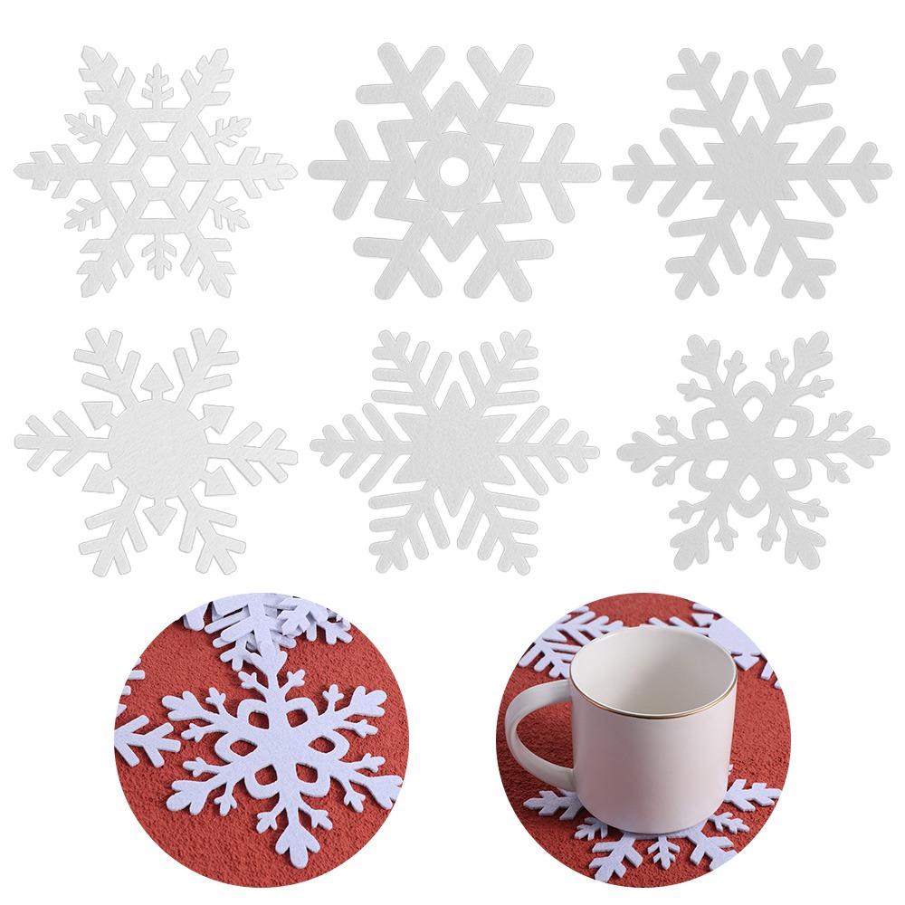 18pcs Non-woven Christmas Snowflake Coasters Non-Slip Merry Christmas Decoration Party Favors