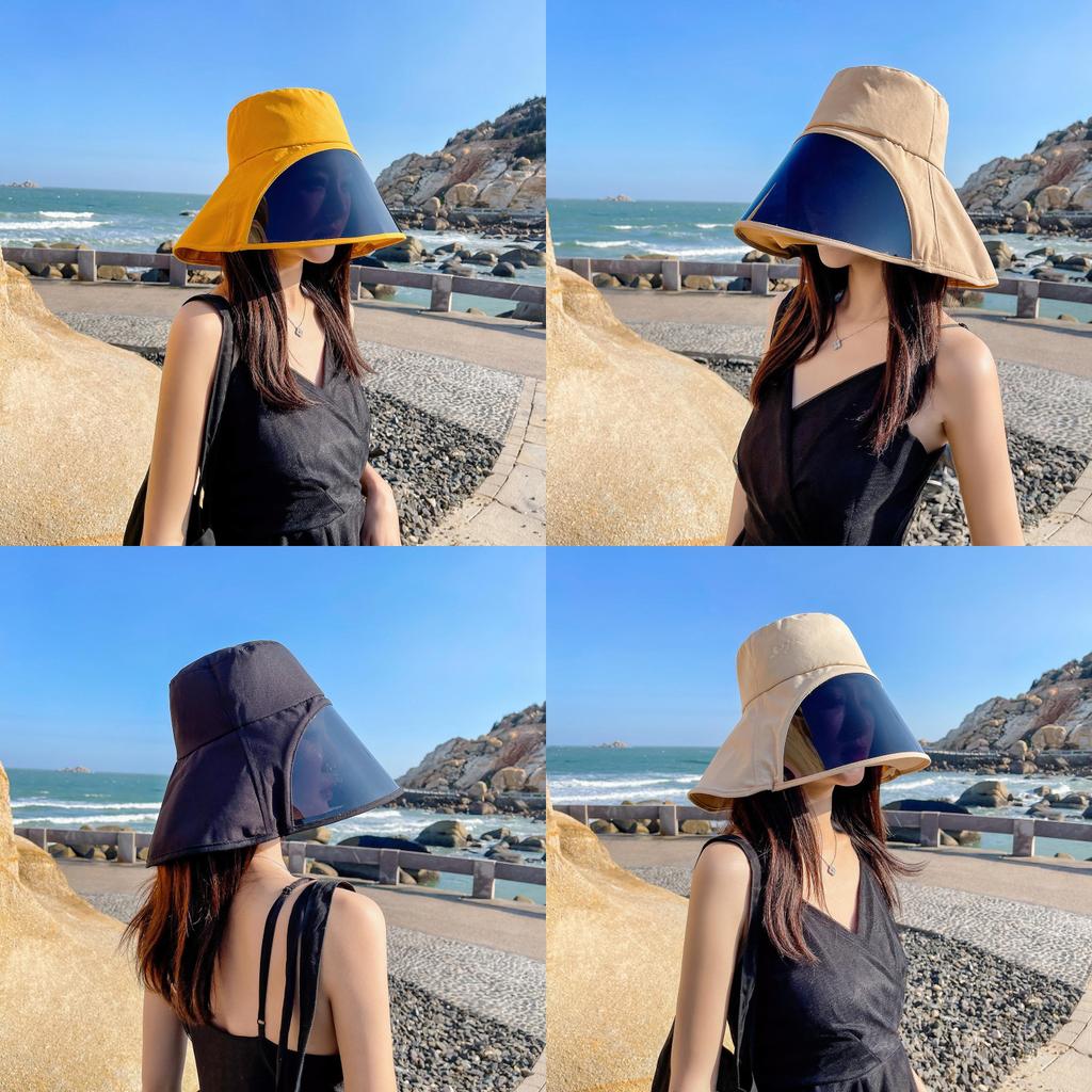 Fisherman Hat Summer Wide Brim Sunshade Cap With Adjustable Face Mask For Beach And Outdoor Activities