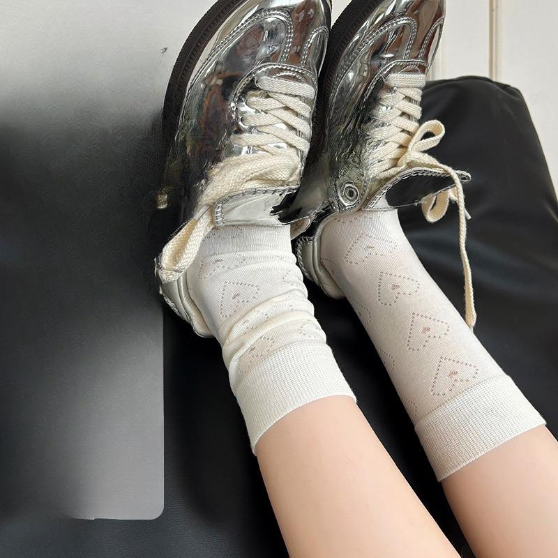 Hollowed-out Mesh Women's Summer Thin College-style Breathable, Deodorizing, Sweat-absorbing and Antibacterial Mid-calf Long Socks