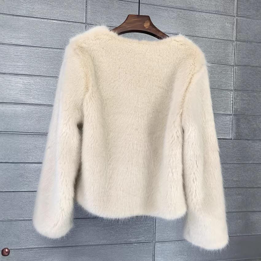 Fur imitation fur coat Korean version solid color beach wool women's short coat straight