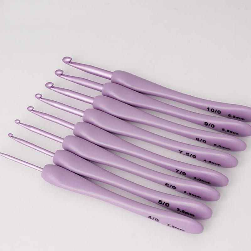 8Pcs/set Purple Crochet Hooks Set Craft Crochet Weaving Knitting Needles Hooks for Sewing Crafts Stitching 2.5-6.0mm