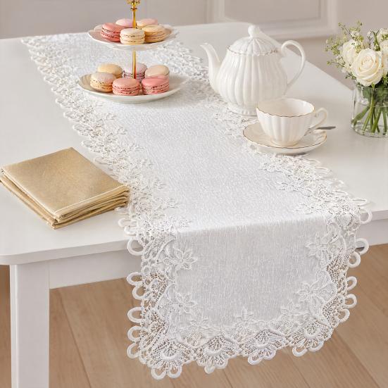 White Lace Table Runner Vintage Rustic Table Runner for Wedding Bridal Shower Baby Shower Party Decorations
