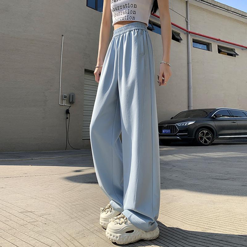 Narrow Version Straight-leg Pants for Women In Spring and Summer New High-waist Slim Sports Sweatpants Casual Pants Thin Drooping Wide-leg Pants