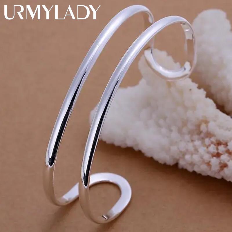 925 Sterling Silver Fine Double Line Bangle For Man Women Adjustable Bracelets Fashion Jewelry