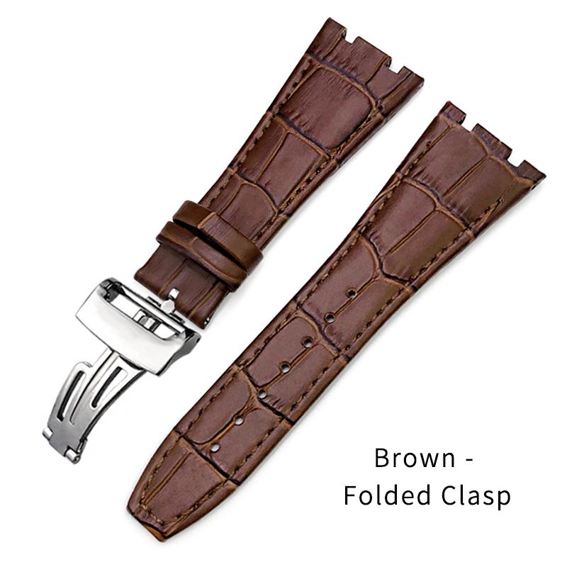 26mm 27mm Calfskin Leather Watch Strap for Audemars Piguet Royal Oak Offshore Ap15400/15500/26331 Watchband Folding Buckle