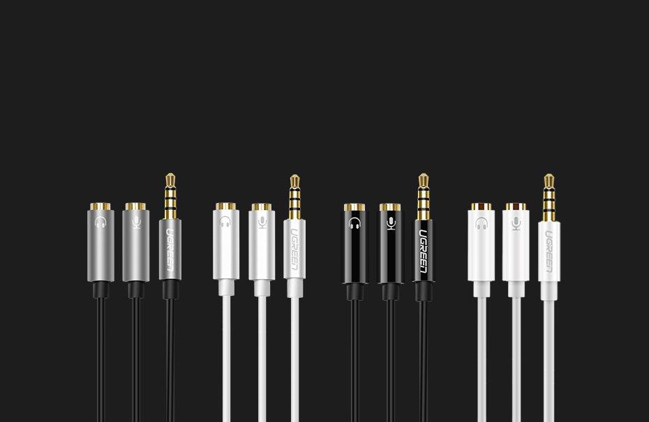 Headphone Splitter Adapter Mini Jack 3.5mm Aux Microphone Silver