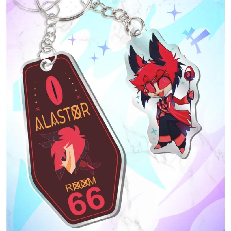 Acrylic Key Buckle for Alastor Lucifer Charlie Vox Adam The Exorcist Anime Cartoons Acrylic Key Chain Student Backpack Pendant