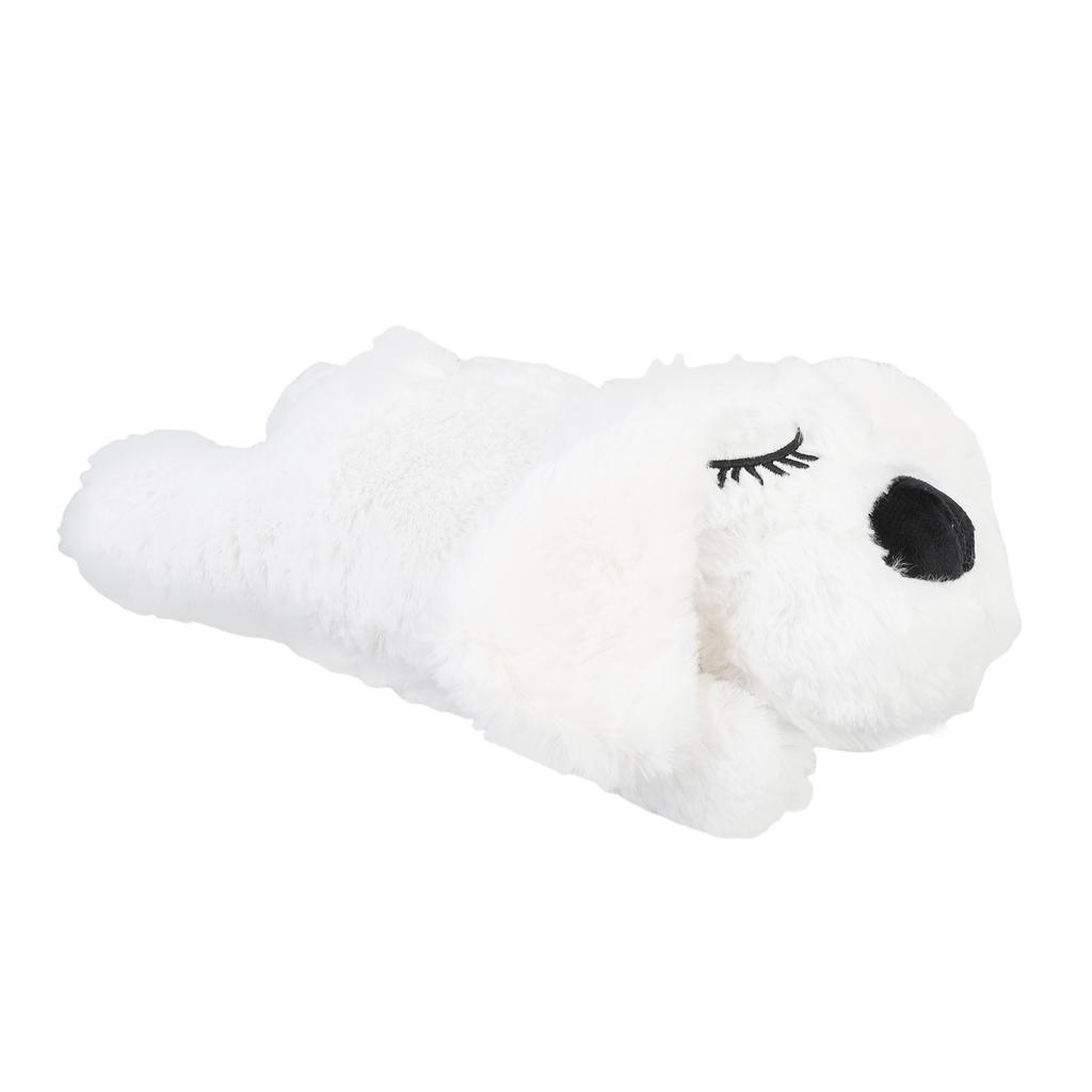 Heartbeat Puppy Toys Interactive Stuffed Animal Heartbeat Plush Toy for Pet Behavioral Sleep Calming Aid White