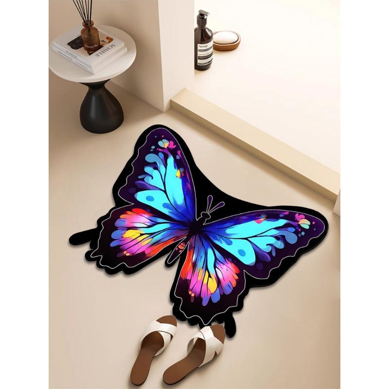 Butterfly Non-slip Floor Mat Bathroom Special-shaped Door Absorbent Foot Mat Quick-drying Toilet Bathroom Entrance Mat Carpet