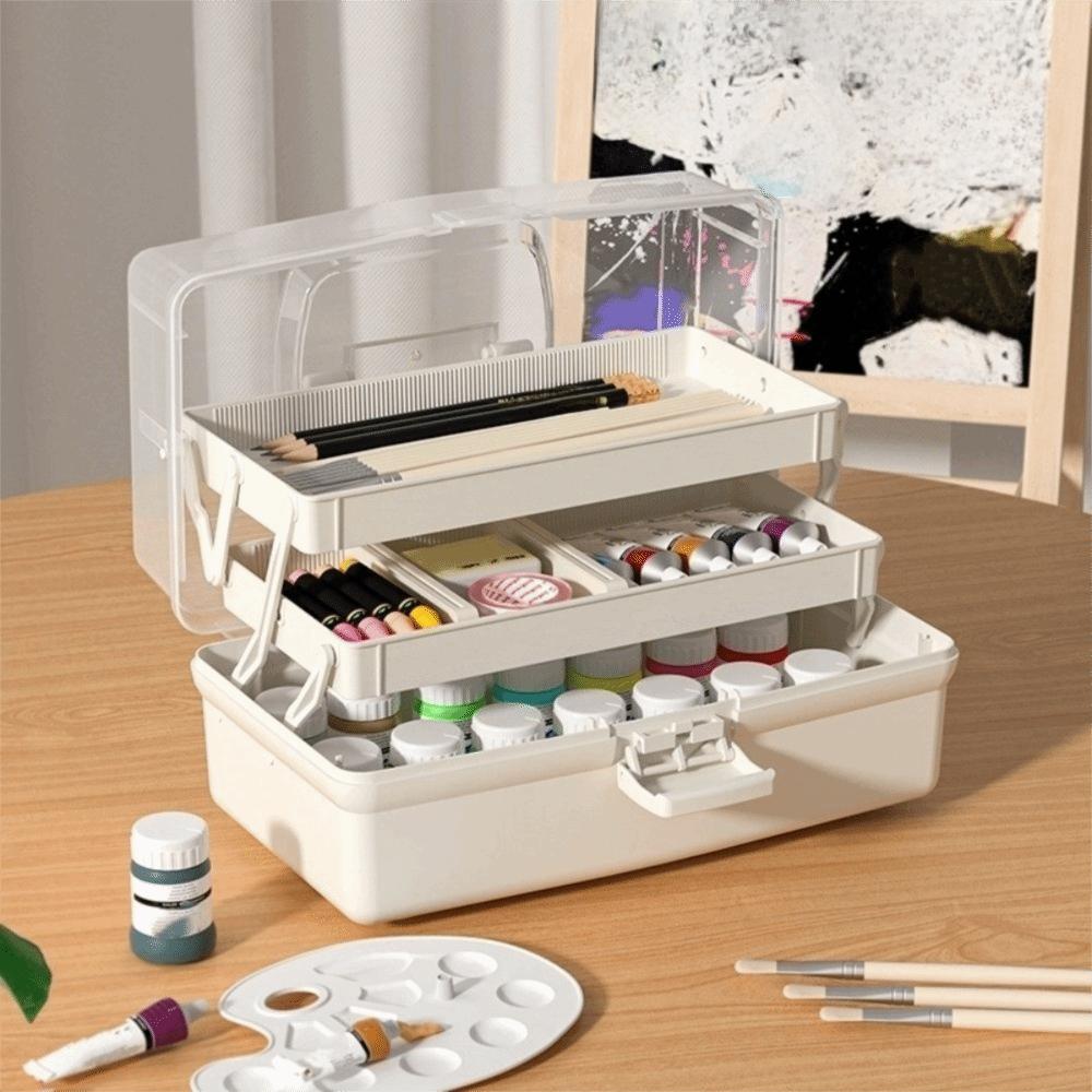 Plastic 3 Layer Storage Box Portable Tackle Box Durable Multipurpose Storage Box  Workspace Storage