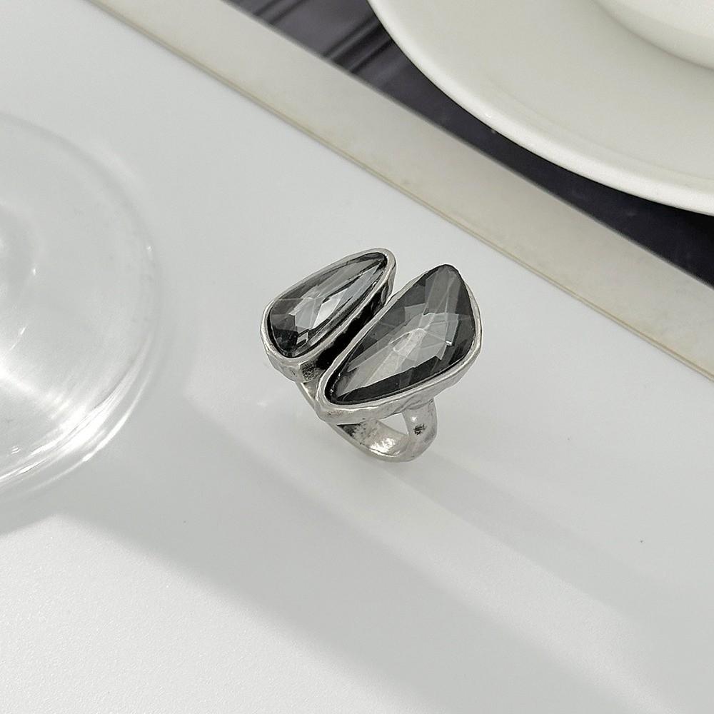 Grey Zircon Ring Asymmetrical Square Finger Rings New Finger Ring Women