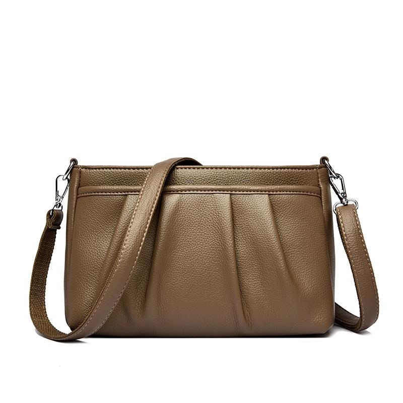 New Pleated Small Square Bag Women's Fashion Simple Commuter Underarm Shoulder Bag Retro Texture Messenger Mother Bag