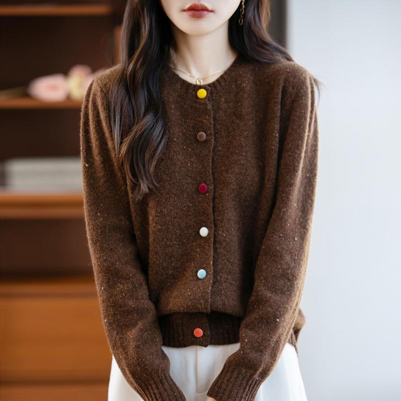 QingHe Cashmere Women's 30% Cashmere Cardigan - Soft & Warm Wool Blend Sweater