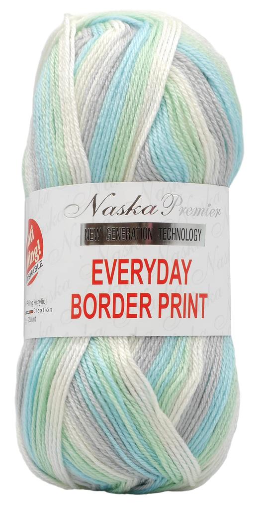 NASKA Hand Knitted Yarn Everyday Border Print Medium Type 100g 250m Set of 5 Balls Col.506 Multi-color Approx. N-104