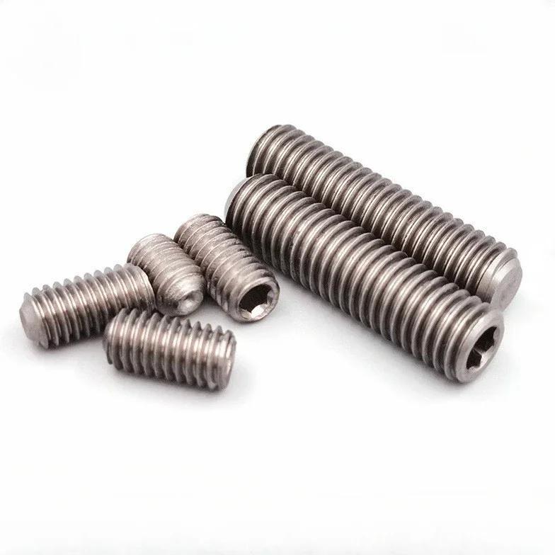 10 pcs M1.6 M2 M2.5 M3 M4 M5 M6 M8 M10 X 3-60 mm Pure Titanium TA2 GR2 Cup Point Flat Culet Headless Hex Allen Socket Screw Bolt