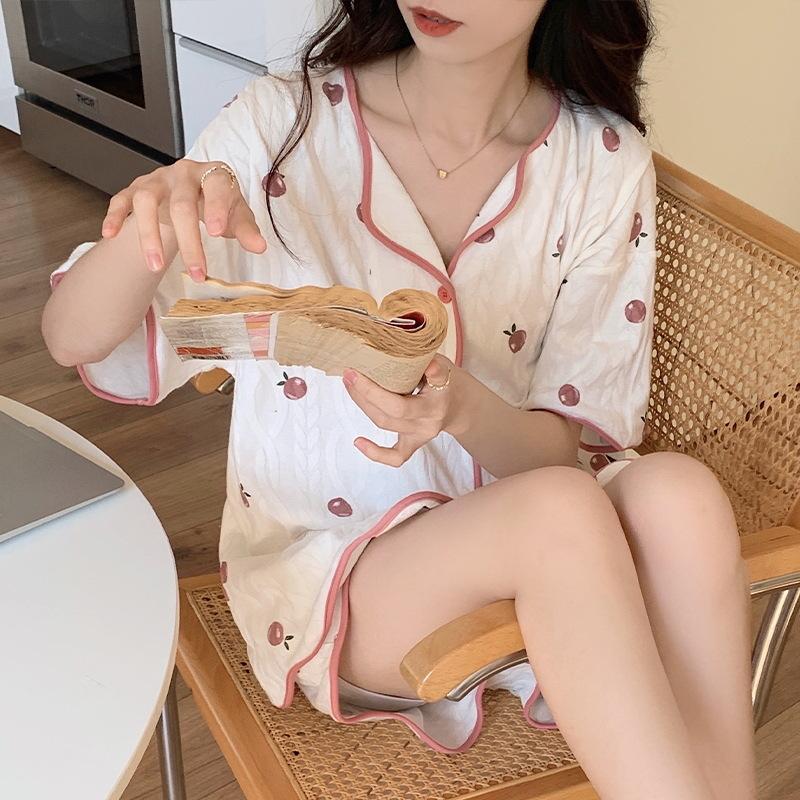 Pajamas Women'S Short-Sleeved Shorts Thin Korean Version Style Sweet Cartoon Loungewear Suit Can Be Worn Outside