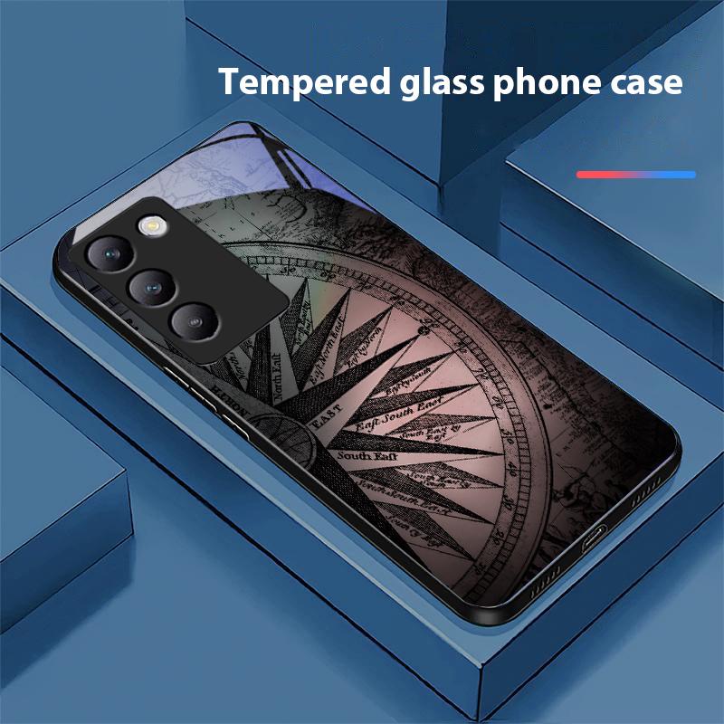 High Compass Black For Y72 33S 11 03 36 96 Lite 35 16 Iqoo 12 V40 SE 5G 29 40 21 30 X80 Pro Vivo Tempered Glass Phone Case Black
