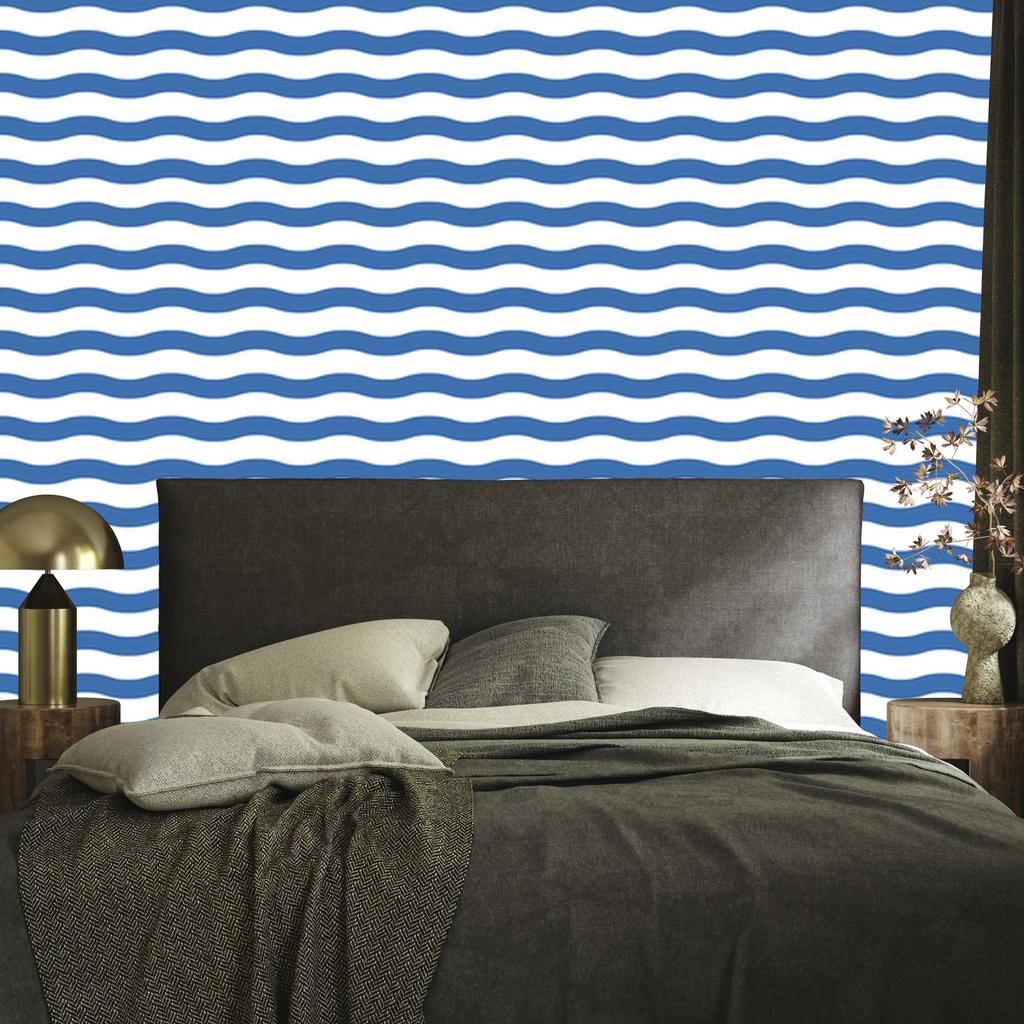 Striped Wallpaper White, Blue and Azure for Living Room and Bedroom 50x1000