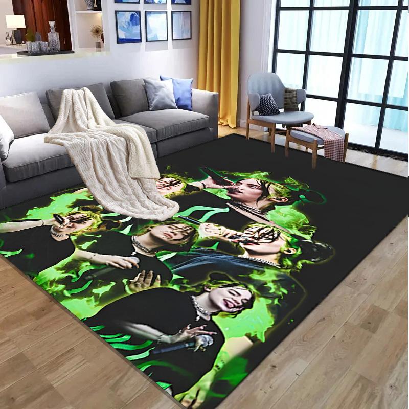Billie Eilish Pattern Rug, Indoor/Outdoor Mat, for Picnic, Gameroom, Bedroom, Office, Living Room, Home Decor Carpet, Birthday Gift