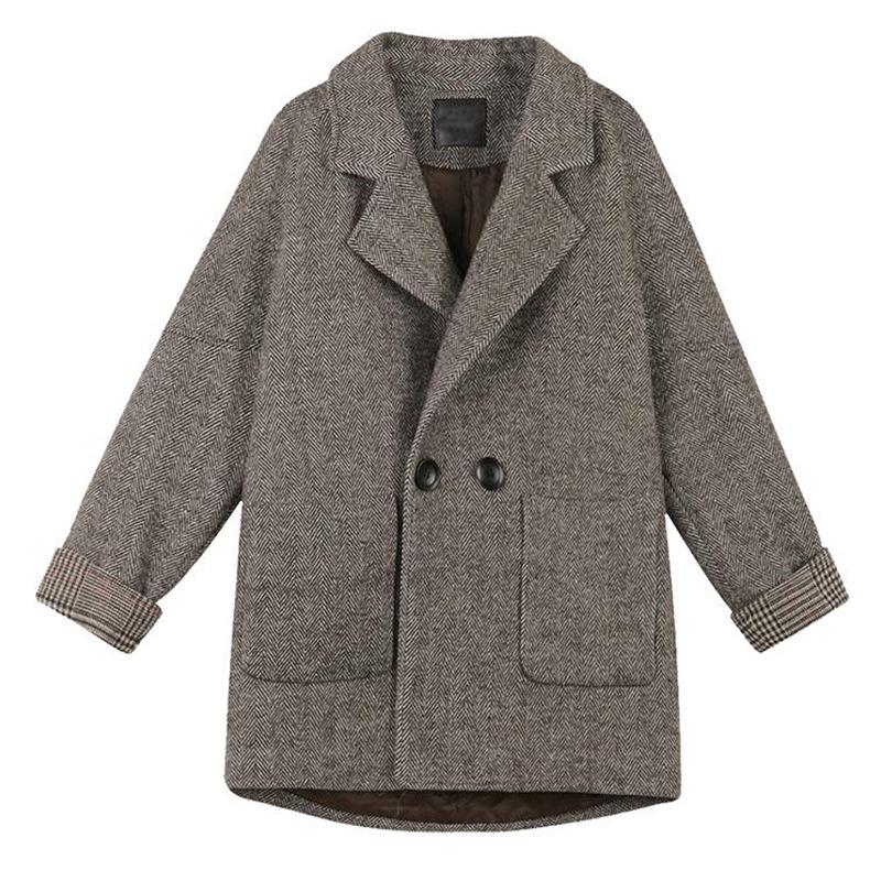Women's Woolen Suit Jacket - Korean & British Style, Autumn/Winter, Loose Fit, Casual
