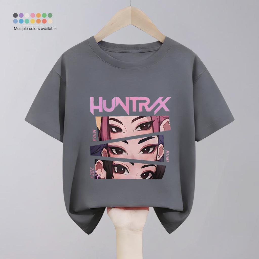 Hunter Girl Group Print Cartoon T-shirt For Girl's Clothing Summer New Fashion Children Short Sleeve Tops Crewneck T Shirts