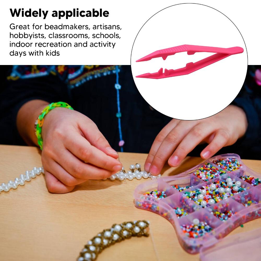 30pcs Plastic Bead Tweezers Slip Resistance Craft Tweezers Plastic Tweezers  For Jewelry Making