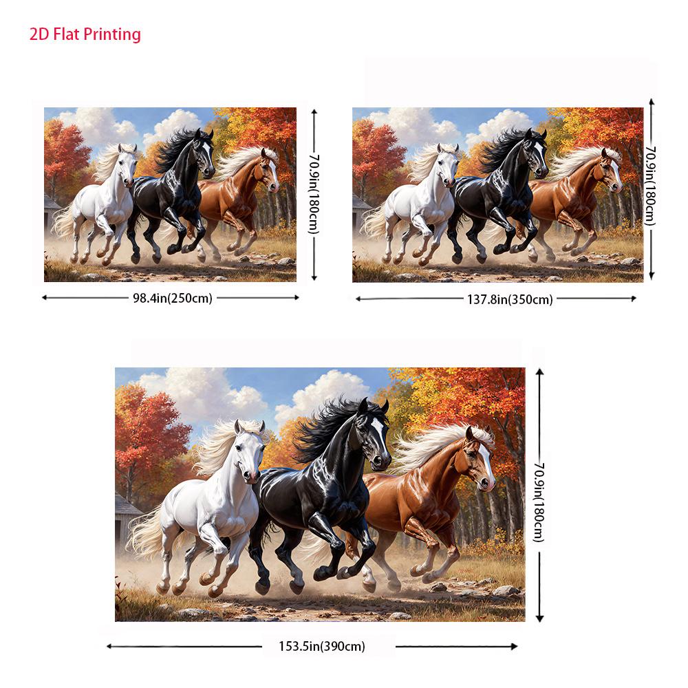 Two-dimensional planar product 1 piece - Three galloping horses in the fieldzyc