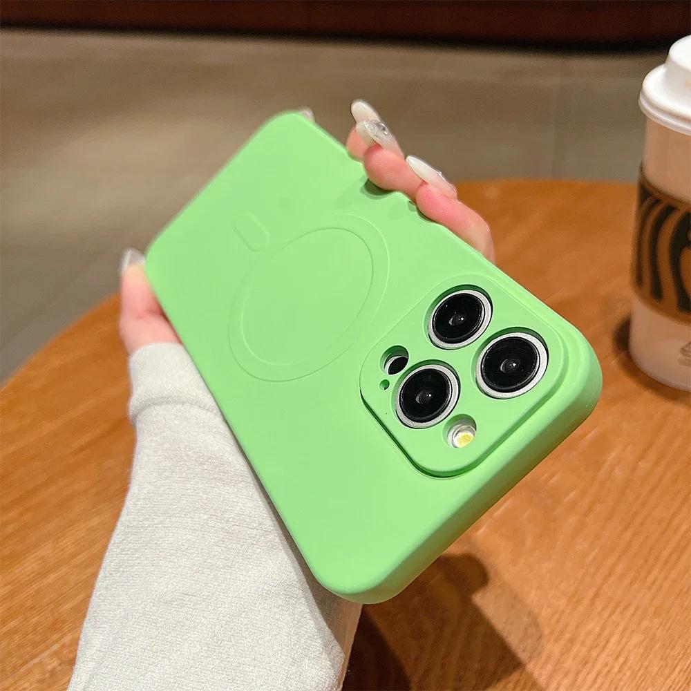 for Magsafe Magnetic Wireless Charging Case for iPhone 16 15 14 13 12 11 Pro Max Mini XR XS Soft TPU Liquid Silicone Back Cover