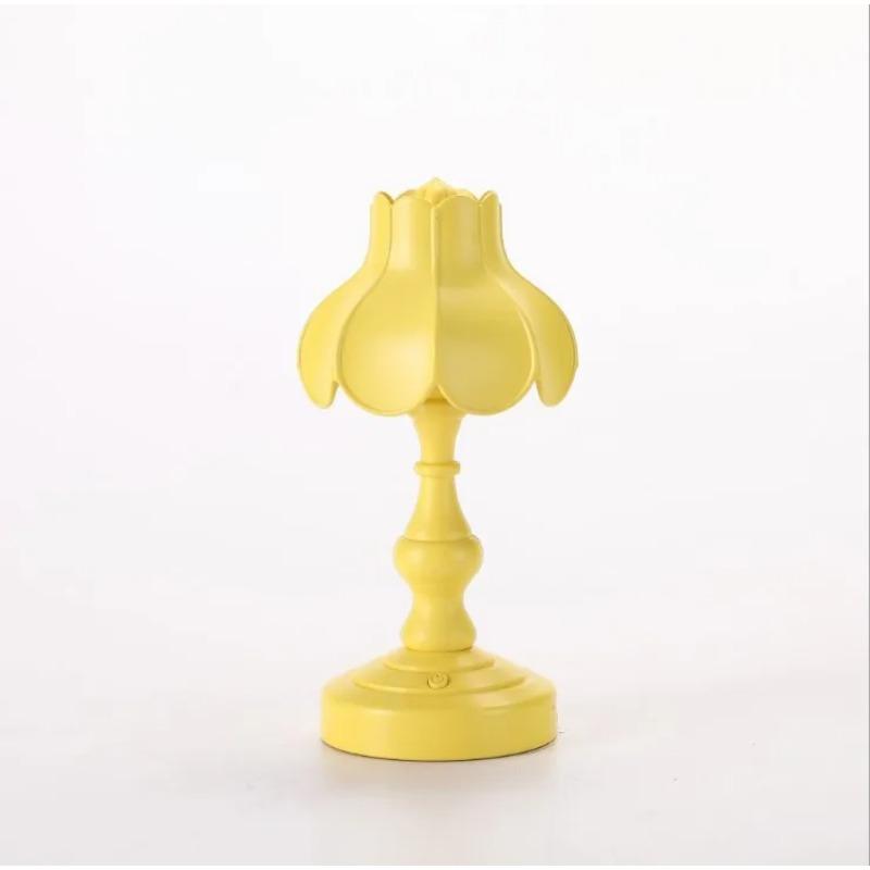 Retro Lotusblad Nattlampa Skrivbord Mini Dekorativa Ornament USB-Laddning Macaron-stil Sängbelysning Liten Bordslampa