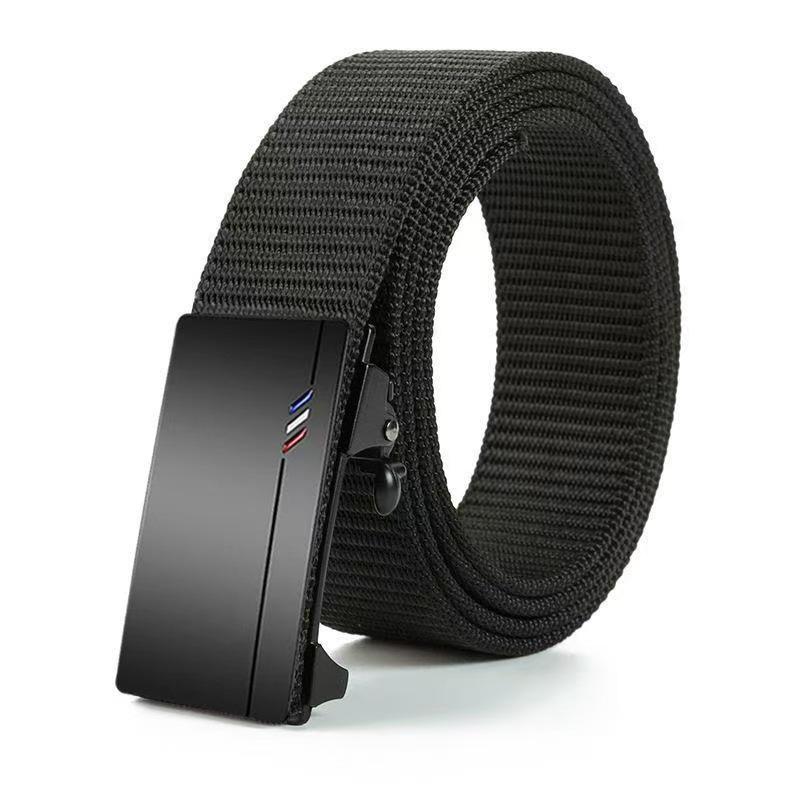 2024 Men's No-Tooth Nylon Canvas Belt with Automatic Buckle - Casual Versatile Wide Waistband for Jeans