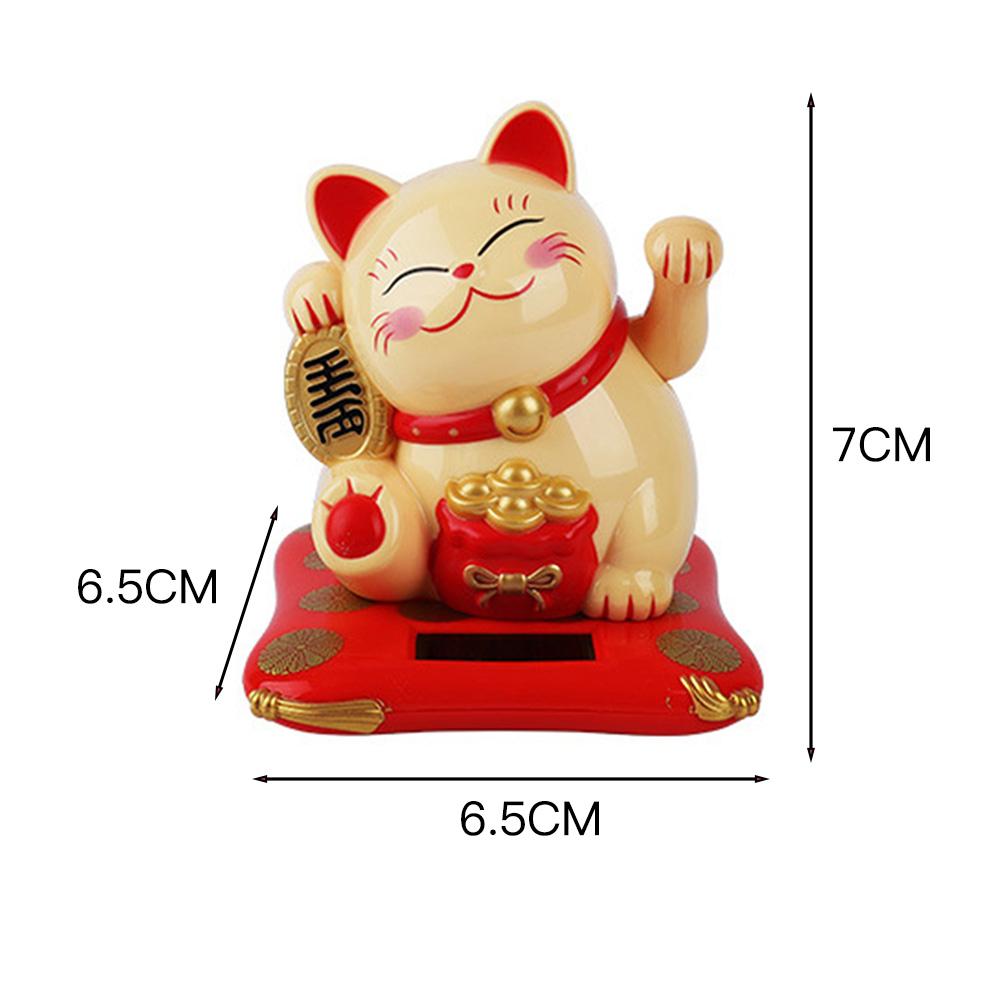 Solar Fortune Cat Ornament Automatic Waving Lucky Cat Car Decoration Cake Baking Decoration Automatic Hand Waving Fortune Cat