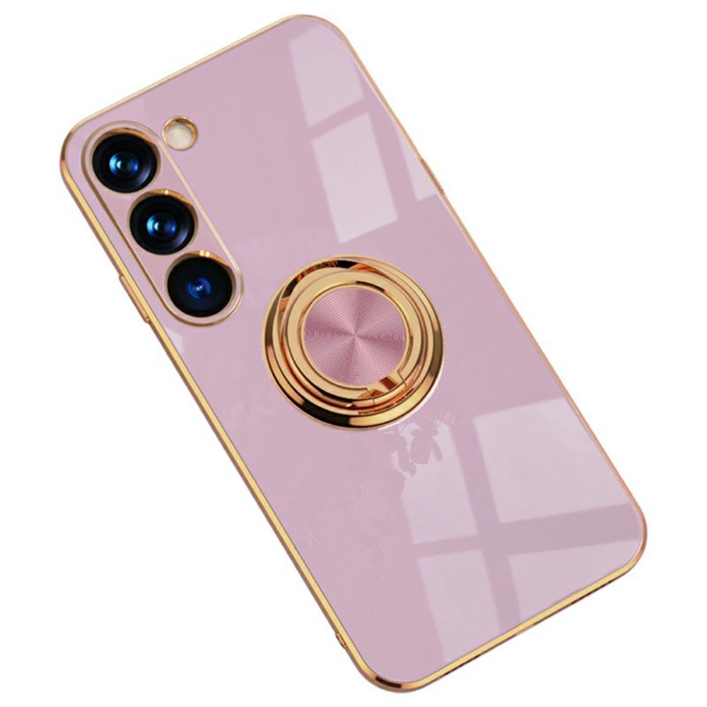 

For Samsung Galaxy S23 Case Precise Cutouts 6D Electroplating TPU Phone Cover with Ring Holder Light Purple