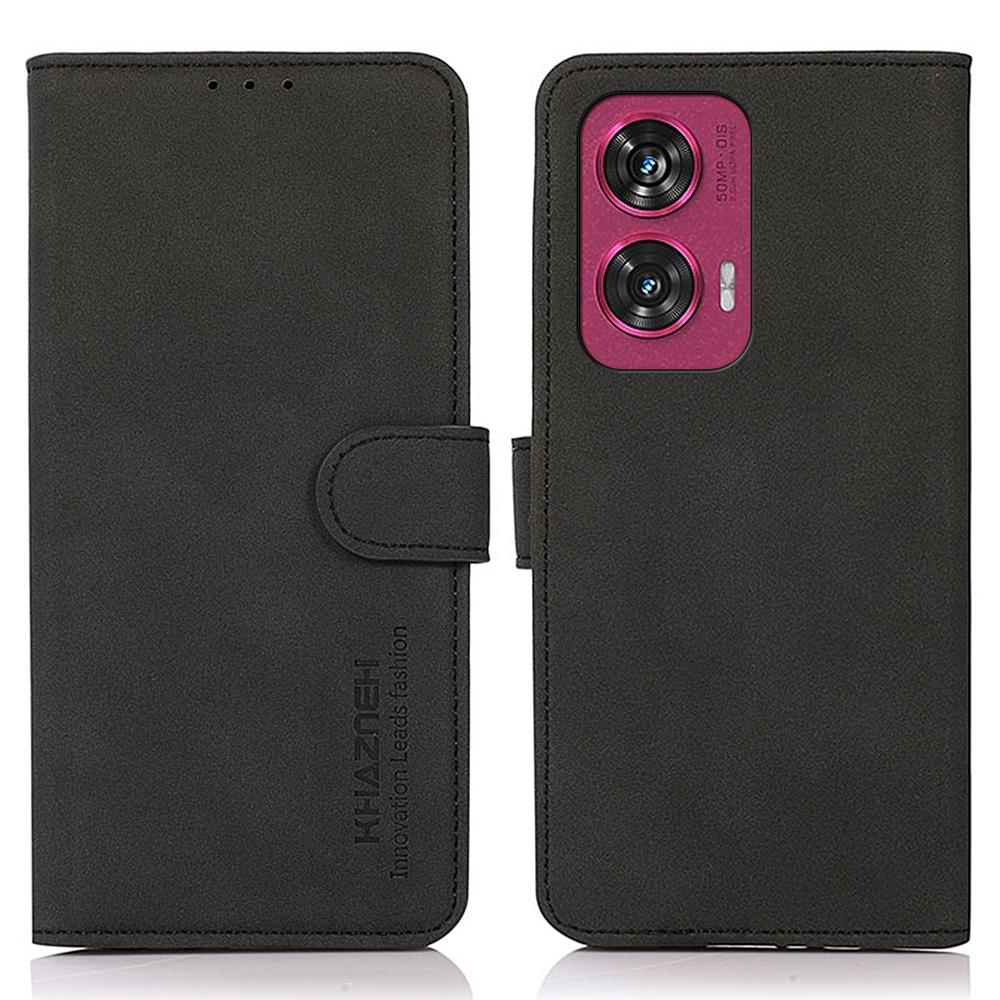 KHAZNEH For Motorola Edge 50 Fusion 5G Case Texture Leather Soft Touch Magnetic Flip Phone Cover