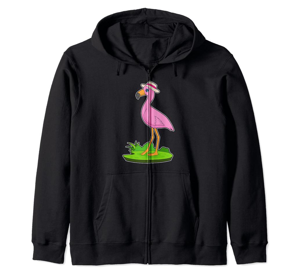 Flamingo hat zip hoodie