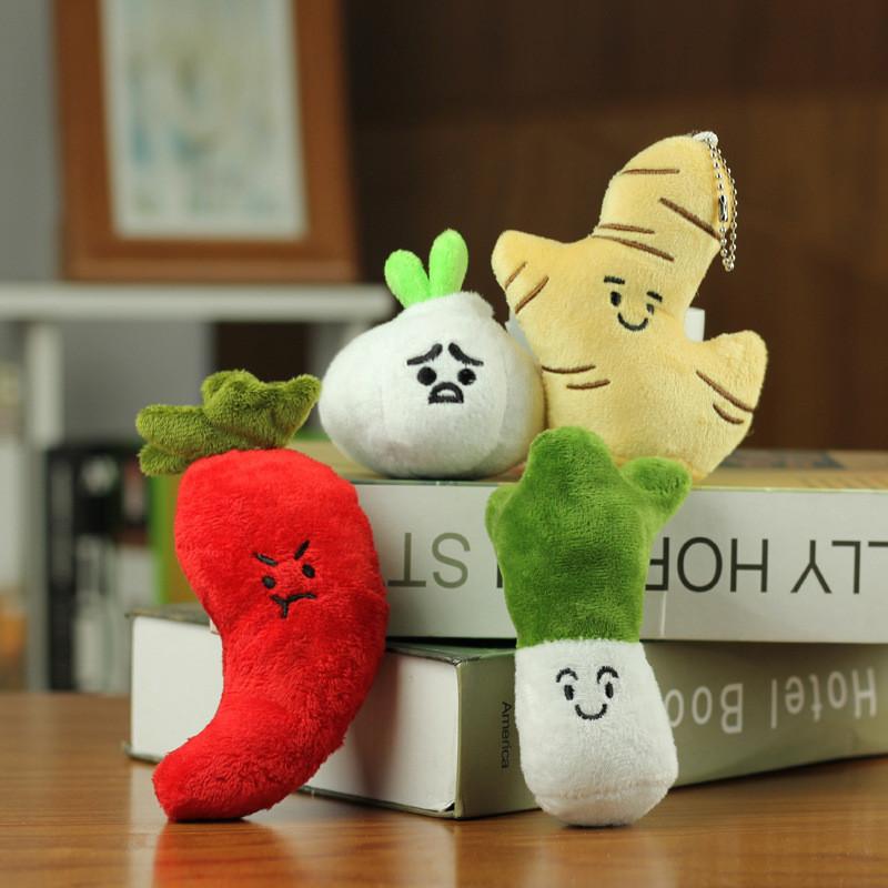Realistic Plush Garlic Keychain Stuffed Vegetable Toy Cute Mini Bag Charm 8-16 Cm