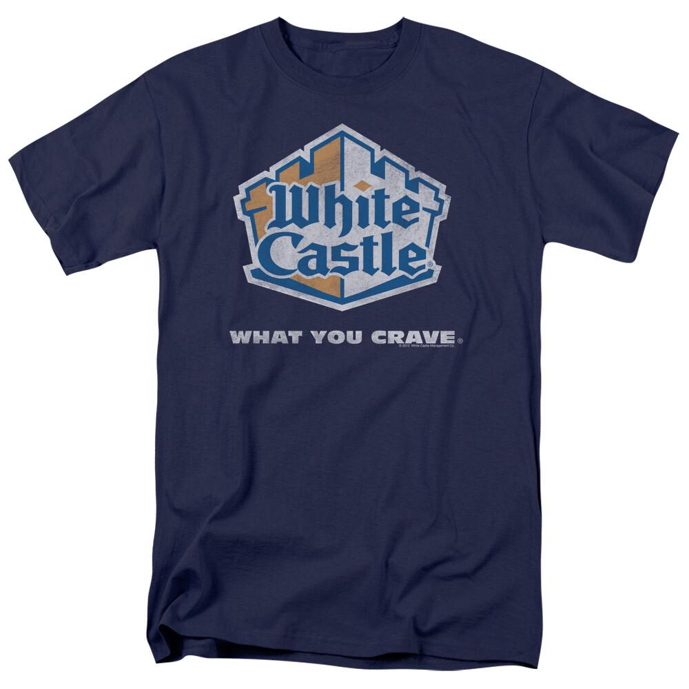 White Castle Distressed Logo T Shirt Mens Licensed Hamburger Tee Navy XL