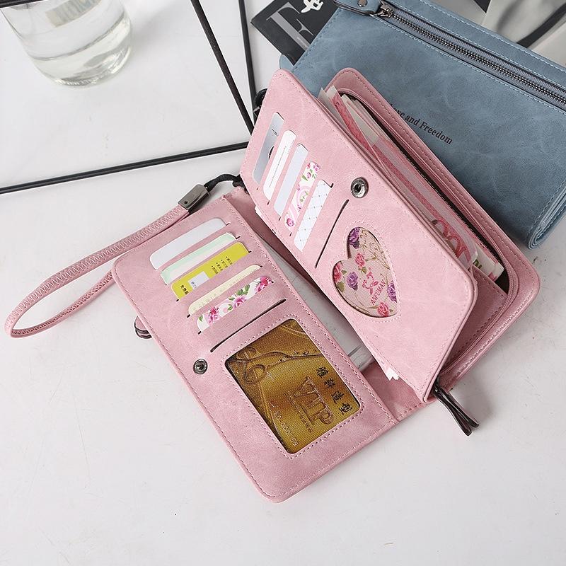 Women's Luxurious Leather Zipper Long Wallet With Large Capacity And Hasp Handbag