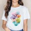 Kpop Fashion Cosmetics 3D Nail Polish Print Tees Women Y2K Tops Summer White Loose Short Sleeve O-Neck Female T-Shirts Blouses