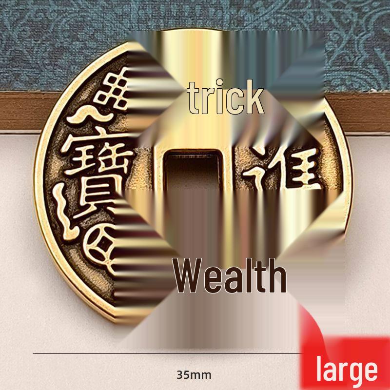 Golden Toad Wealth-Attracting Coin: Eight Directions Fortune with Thick Brass Flower Design.