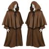 Halloween Hooded Cloak Medieval Cosplay Robe Dark Wizard Death Long Sleeve Costume