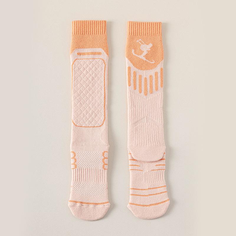 Skiing Calf Socks for Women, Thick and Warm In Winter with Towel Soles, Outdoor Hiking and Mountain Climbing Sports Stockings