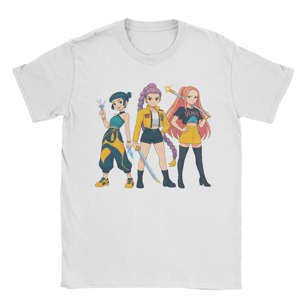 Cool Kpop Demon Hunters Movies Huntrix Girls Rumi Zoey Mira T-Shirt Men Cotton T Shirt  Short Sleeve Tee Shirt Unique Clothes