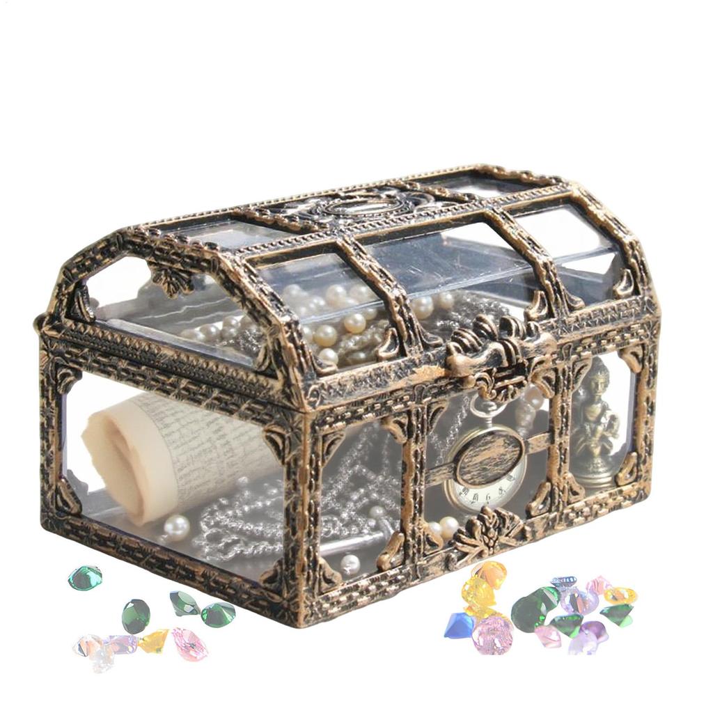 1 ks ABS Průhledná pirátská truhla s pokladem Křišťálová drahokamová šperkovnice Úložný organizér Truhla Poklad pro šperky Drahokam Krabička na cetky