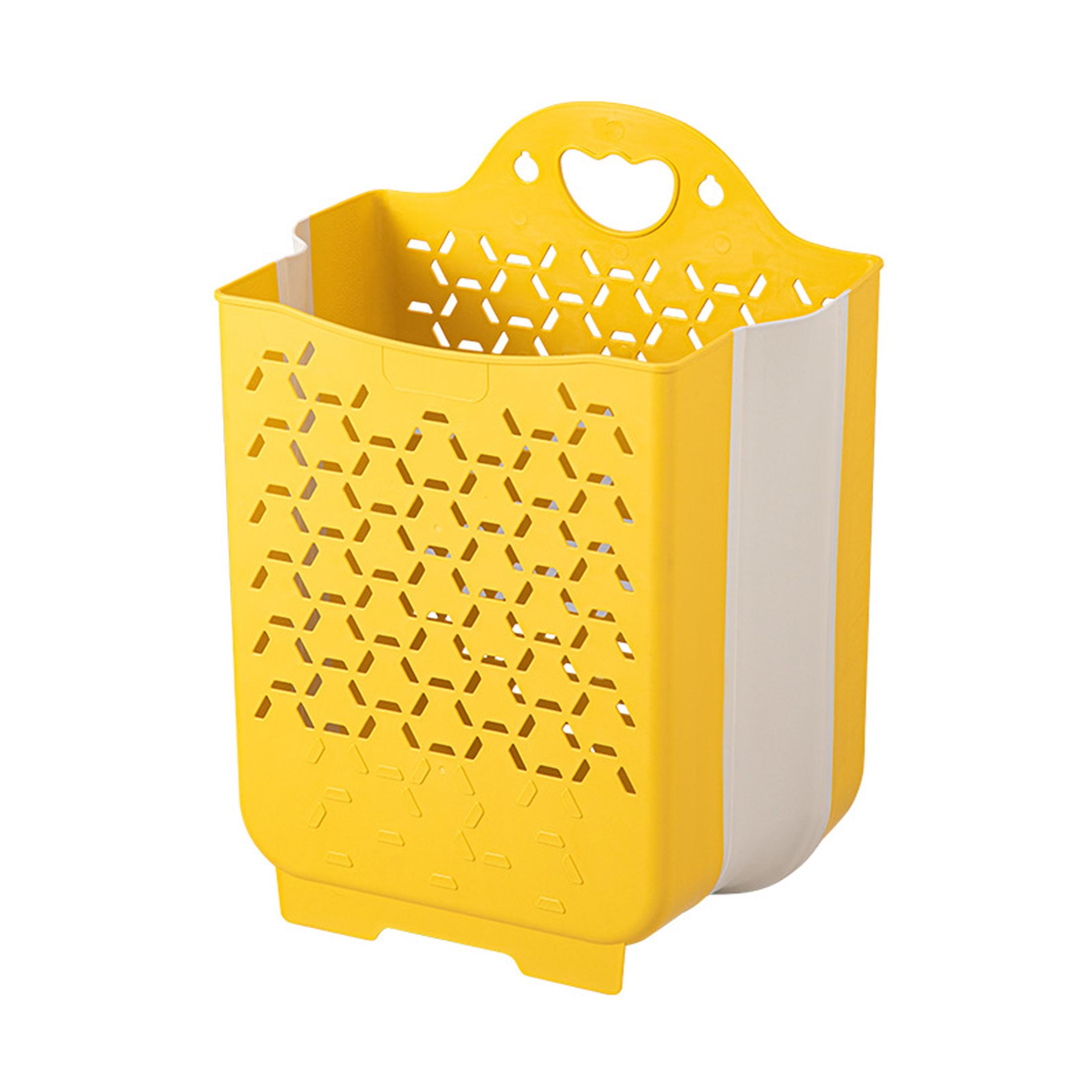 

Корзина для белья, корзина для одежды, пластиковая настенная корзина для хранения домашней ванной комнаты, складная корзина для ванной комнаты жёлтый