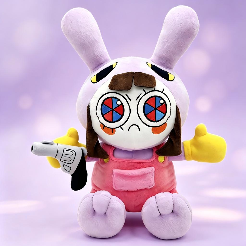 25CM Coniglietto Jax Divertente Peluche Cameriera che Tiene la Pistola Animale Morbido Ripieno Bambola Digitale Incredibile Giocattolo Cartone Animato del Circo Per Regalo Bambini